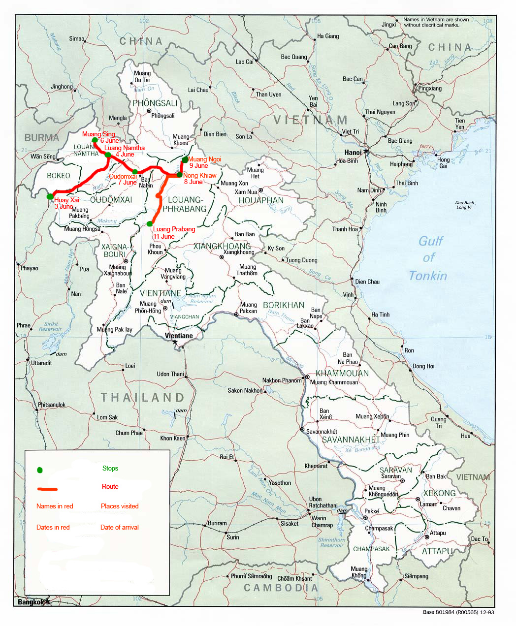 The route taken by Cheryl and Tracy