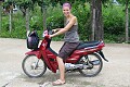 Cheryl riding the bike they shared in Pai