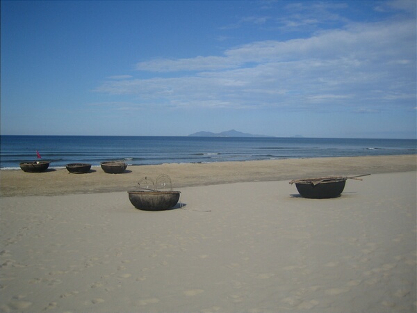 Fishing boats on China beach, Vietnam